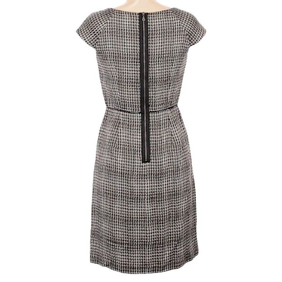 🌺 Max & Cleo Houndstooth Cap Sleeve Wool Blend Sheath Dress Size 4 - Picture 2 of 10